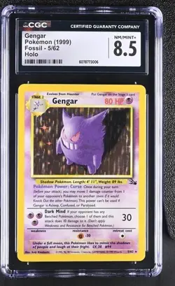 Pokemon Gengar Fossil Unlimited Holo Rare #5 CGC 8.5 - Image 1