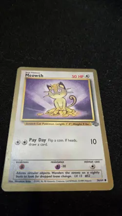 Meowth Gold Border Jungle 1999 Pokemon Card Promo 56/64 LP 203 - Image 1