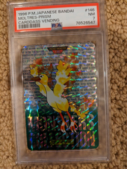 1996 Moltres Carddass Bandai Moltres Pokemon Card Japanese PSA 7 NM - Image 1