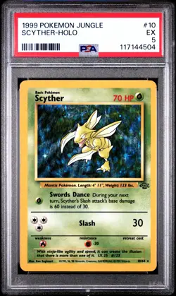 1999 POKEMON JUNGLE #10 SCYTHER-HOLO PSA 5 - Image 1