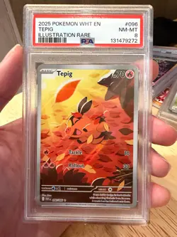 2025 POKEMON WHT EN-WHITE FLARE ILLUSTRATION RARE #096 TEPIG PSA 8 - Image 1