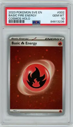 2023 POKEMON 002 BASIC FIRE ENERGY COSMOS HOLO PSA 10 GEM MINT SCARLET & VIOLET - Image 1