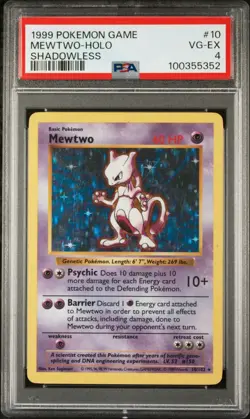 Pokemon Mewtwo #10 Shadowless Base Set Holo PSA 4 VG-EX 1999 WOTC ERA BASE UNL - Image 1