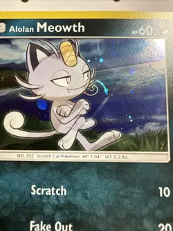 Pokemon Alolan Meowth with Swirl TCG Sun & Moon SM43 Promo Holo Card NM - Image 2