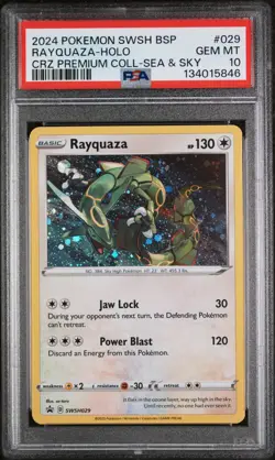 PSA 10 GEM MINT Rayquaza Cosmos Holo SWSH029 Black Star Promo Pokemon Card - Image 1