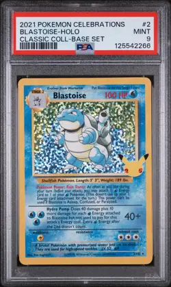 PSA 9 Blastoise 2/102 Celebrations Classic Holo Pokemon Card - Mint - Image 1