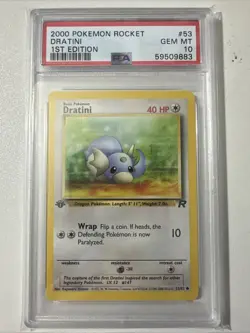 Pokemon PSA 10 1st Edition Dratini 53/82 Team Rocket - Image 1