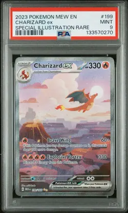 2023 Pokemon MEW EN 199/165 CHARIZARD EX Special Illustration Rare PSA 9 Mint - Image 1