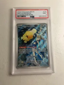 Pokemon TCG Misty's Psyduck Illustration Rare PSA 9 Mint Destined Rivals 2025 - Image 1
