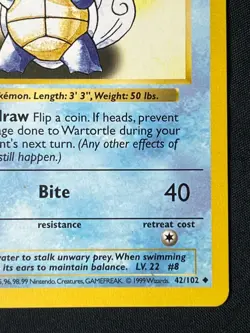 Pokemon TCG Wartortle 42/102 Base Set Shadowless LP+ - Image 4