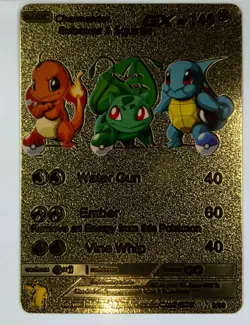 Charmander, Bulbasaur & Squirtle GX Gold Foil Fan Art Pokemon Textured 3/99 - Image 2