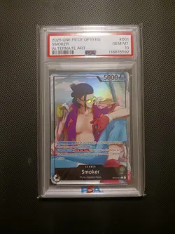 One Piece Card Game TCG Smoker OP10-001 Alt Art Leader PSA 10 - Image 1