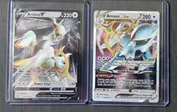 2022 Pokemon Arceus v #122 and VSTAR #123 Metal Promo Cards - Image 1