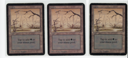 Magic The Gathering MTG Alpha Edition Swamp (B) 3 Card LOT HP (EG) - Image 1