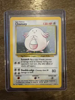 Pokemon TCG Chansey Base Set Holo Unlimited Rare Card 3/102 Vintage - Image 1