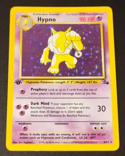 Hypno 8/62 Pokemon TCG Fossil Set 1st Edition Card Holo Rare - Image 1
