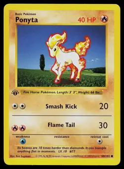 Pokemon Card - Ponyta Base Set (Shadowless) 60/102 Common 1st Edition - Image 1