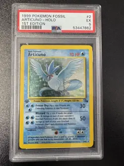 1999 Pokemon Fossil Articuno Holo #2 1ST Edition PSA 5 - Image 1