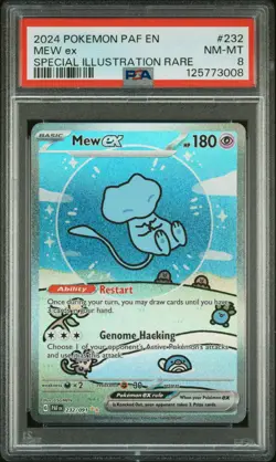 2024 POKEMON PAF EN-PALDEAN FATES SPECIAL ILLUSTRATION RARE #232 MEW EX PSA 8 - Image 1