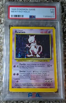 1999 Pokemon Base Set Mewtwo Holo Card #10 PSA 7 - Image 1