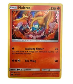 Pokemon Moltres TCG Sun & Moon Lost Thunder Cracked Ice Holo Rare Card 38/214 - Image 1