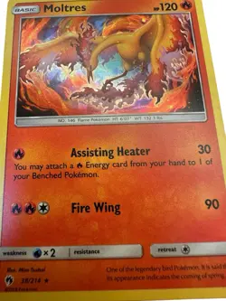 Pokemon Moltres TCG Sun & Moon Lost Thunder Cracked Ice Holo Rare Card 38/214 - Image 2