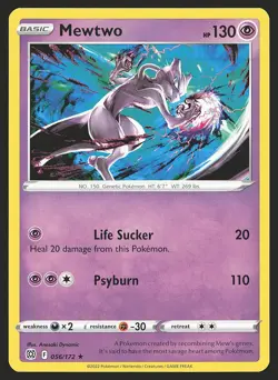 SWSH09: Brilliant Stars Mewtwo #056/172 Rare Pokemon Card - Image 1
