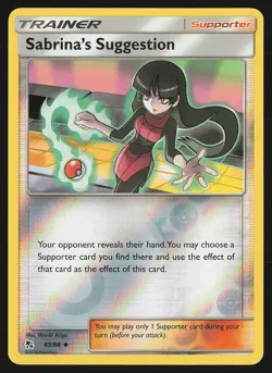 Hidden Fates Sabrina's Suggestion #65/68 Reverse Holo Pokemon Card - Image 1