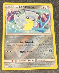 Pokemon Card TCG Sun & Moon Cosmic Eclipse 137/236 Alolan Sandshrew Reverse Holo - Image 1