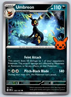 Umbreon - Trick or Trade 2024 - Obsidian Flames OBF 130/197 Pokemon Card - Image 1