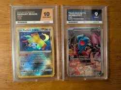 2x ACE Graded Pokemon Card Bundle TEAM ROCKET'S WOBBUFFET PROMO RADIANT JIRACHI - Image 1