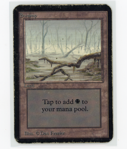 Magic The Gathering MTG Alpha Edition Swamp (A) Damaged (EG) - Image 1