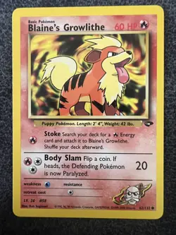 Blaine's Growlithe 62/132 Common Non Holo Pokemon Card NM - Image 1