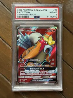 2017 Pokemon Sun Moon Shining Legends Entei GX Full Art #71 PSA 8 Slab NM - Image 1