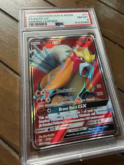 2017 Pokemon Sun Moon Shining Legends Entei GX Full Art #71 PSA 8 Slab NM - Image 2