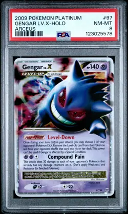 2009 POKEMON PLATINUM ARCEUS #97 GENGAR LV.X-HOLO PSA 8 - Image 1