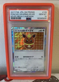 POKEMON JPN SM PROMO EEVEE MEGA CAMPAIGN #139 PONCHO-WEARING EEVEE 2017 PSA 10 - Image 1