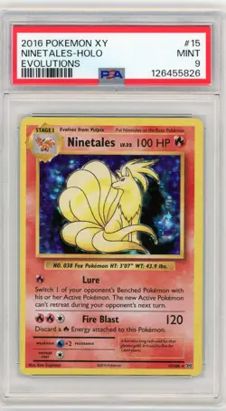 2016 POKEMON XY EVOLUTIONS #15 NINETALES-HOLO PSA 9 - Image 1