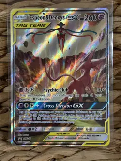 Pokemon TCG Espeon & Deoxys GX SM240 Black Star Promo Sun & Moon - Image 1