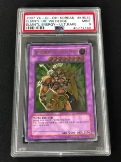 YUGIOH ELEMENTAL HERO WILDEDGE EEN-KR035 ULTIMATE RARE PSA 9 GRADED - Image 1