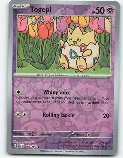 Togepi #083/197 Reverse Holo Pokemon Card SV03: Obsidian Flames - Image 1
