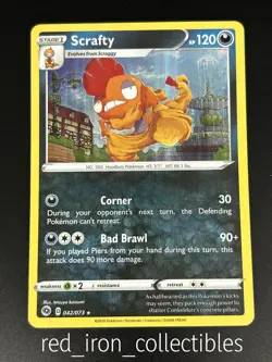 Scrafty 042/073 Holo Rare Sword & Shield Champions Path Pokemon Card 2020 - Image 1