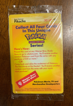 Sealed Pikachu Pokemon The First Movie WB Promo Black Star 1999 Card WOTC New - Image 1