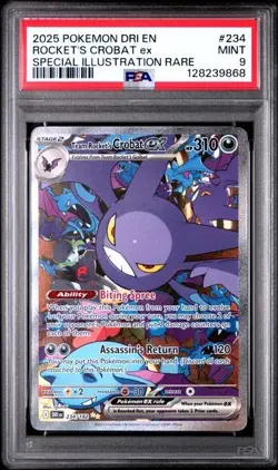 2025 POKEMON DRI SPECIAL ILLUSTRATION RARE #234 TEAM ROCKET'S CROBAT EX PSA 9 - Image 1