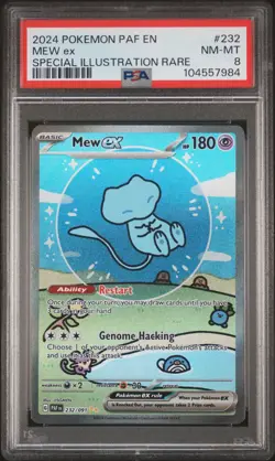 2024 POKEMON PAF EN-PALDEAN FATES SPECIAL ILLUSTRATION RARE #232 MEW EX PSA 8 - Image 1