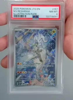 2025 POKEMON JTG EN-JOURNEY TOGETHER ILLUSTRATION RARE #167 N'S RESHIRAM PSA 8 - Image 1