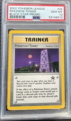 2002 POKEMON LEAGUE PROMO BLACK STAR POKEMON TOWER #42 PSA 10 Gem - Image 1