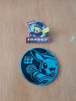 2022 Pokemon World Championship London Pikachu Pin & Coin A - Image 1