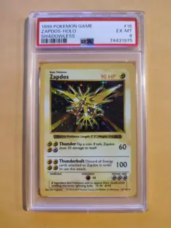 1999 Zapdos Pokemon Game 016/102 Base Set (Shadowless) Holo - PSA 6 - Image 1