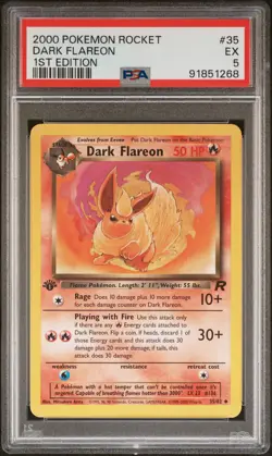 2000 POKEMON ROCKET 1ST ED #35 DARK FLAREON PSA 5 - Image 1